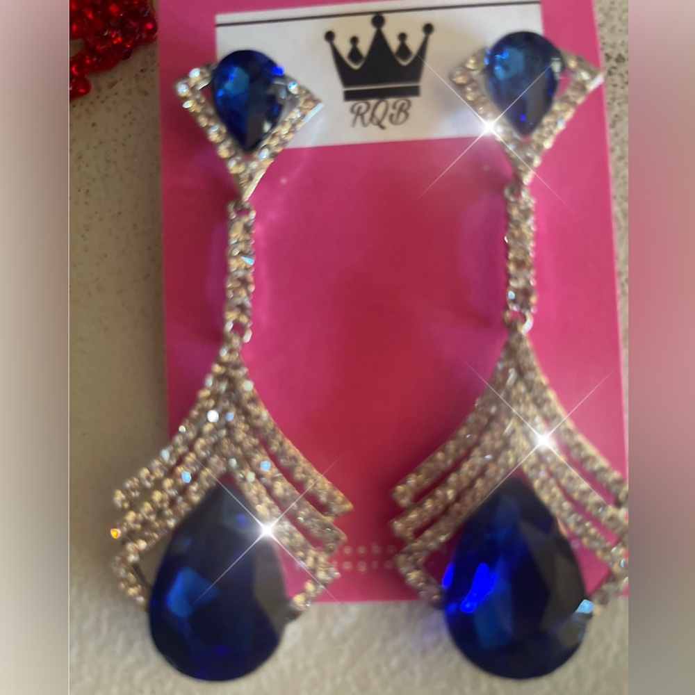 Royal Blue and Silver Crystal Earrings
